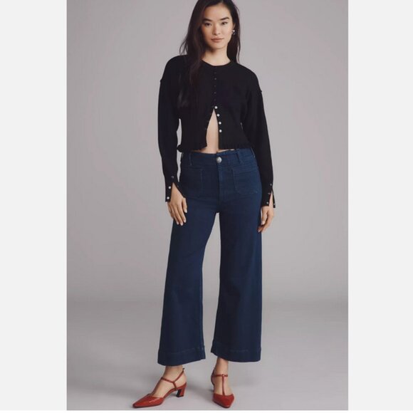 Anthropologie The Colette Crop High-Rise Wide-Leg Jeans by Maeve 28P 28 P NWT - Picture 7 of 8